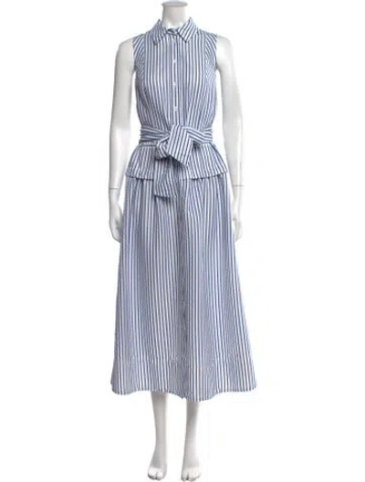 Pre-owned Me+em Striped Long Dress In Blue/white