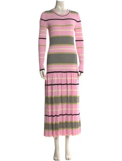 Pre-owned Me+em Striped Long Dress W/ Tags In Pink