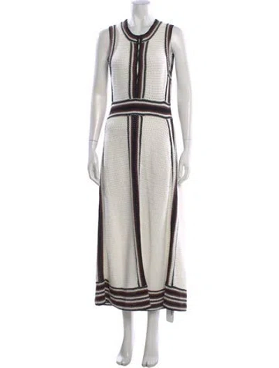 Pre-owned Me+em Striped Long Dress In White
