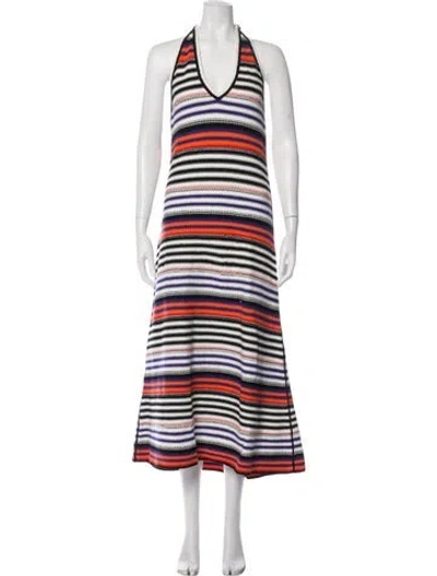 Pre-owned Me+em Striped Long Dress In White