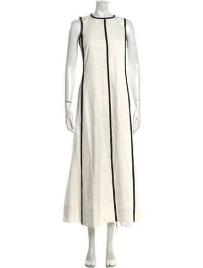 Pre-owned Me+em Striped Long Dress In White