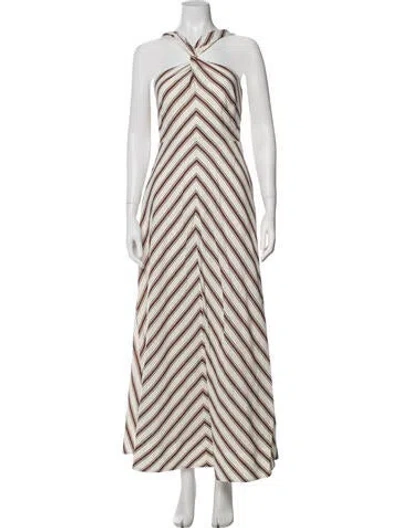 Pre-owned Me+em Striped Long Dress In White