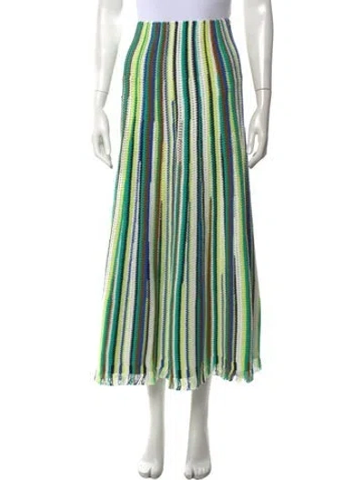 Pre-owned Me+em Striped Long Skirt In Green