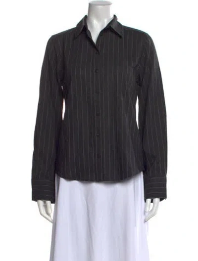 Pre-owned Me+em Striped Long Sleeve Button-up Top In Grey
