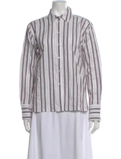 Pre-owned Me+em Striped Long Sleeve Button-up Top In Multi