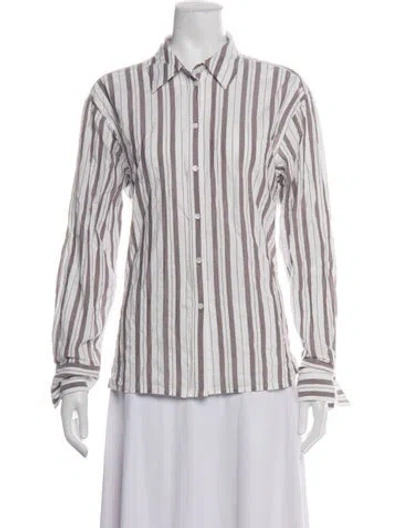Pre-owned Me+em Striped Long Sleeve Button-up Top In Multicolor