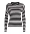 Me+em Cotton Stripe Rib Long Sleeve Top In Black