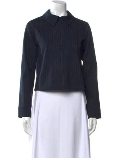 Pre-owned Me+em Striped Long Sleeve Top In Blue