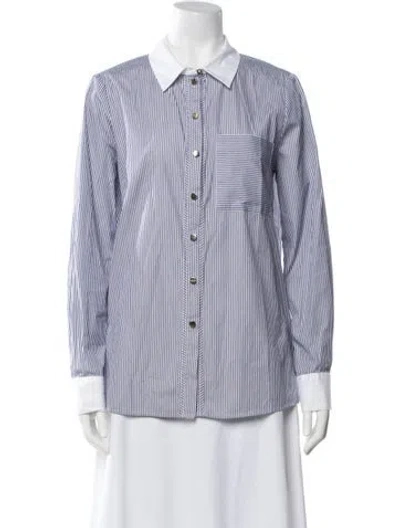 Pre-owned Me+em Striped Long Sleeve Top In Blue