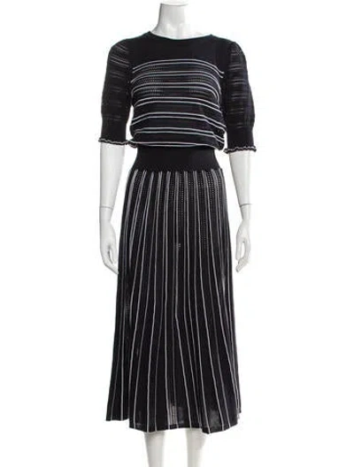 Pre-owned Me+em Striped Midi Length Dress In Black