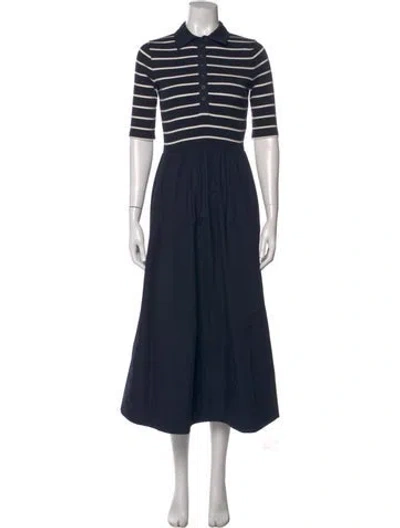 Pre-owned Me+em Striped Midi Length Dress In Blue