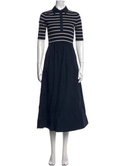 Pre-owned Me+em Striped Midi Length Dress In Blue