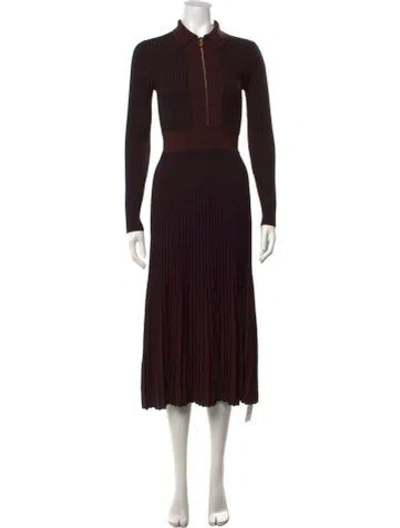Pre-owned Me+em Striped Midi Length Dress In Brown