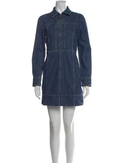 Pre-owned Me+em Striped Mini Dress In Blue