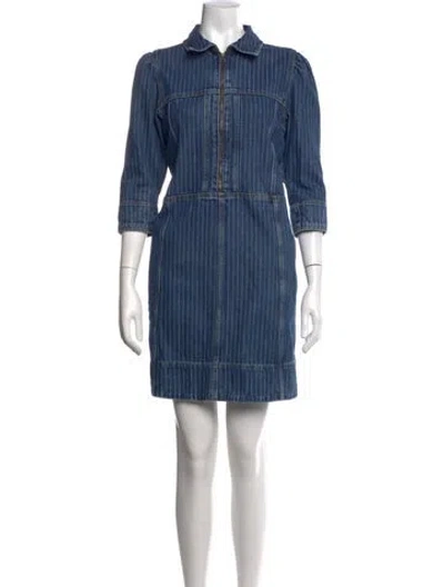 Pre-owned Me+em Striped Mini Dress In Blue