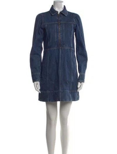 Pre-owned Me+em Striped Mini Dress W/ Tags In Blue