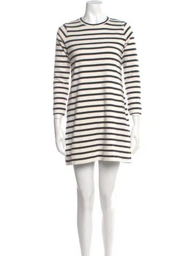 Pre-owned Me+em Striped Mini Dress In White