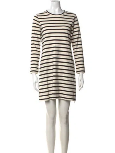 Pre-owned Me+em Striped Mini Dress In White