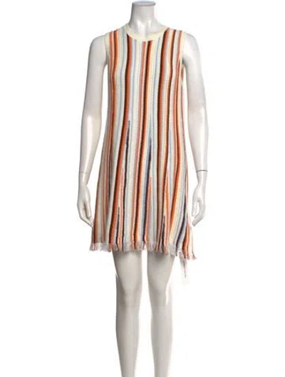 Pre-owned Me+em Striped Mini Dress In White