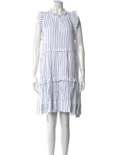 Pre-owned Me+em Striped Mini Dress In White