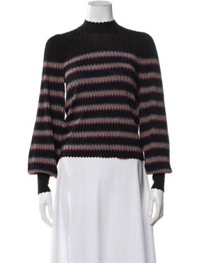 Pre-owned Me+em Striped Mock Neck Sweater In Black