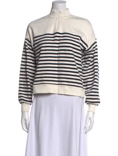 Pre-owned Me+em Striped Mock Neck Sweatshirt In Neutrals