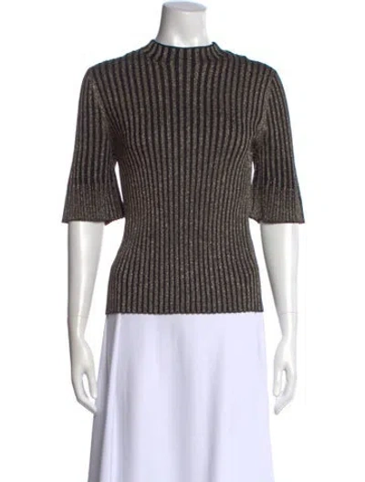 Pre-owned Me+em Striped Mock Neck Top In Multi