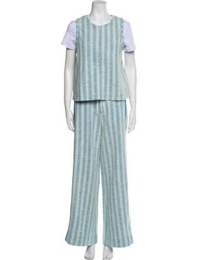 Pre-owned Me+em Striped Pant Set W/ Tags In Blue