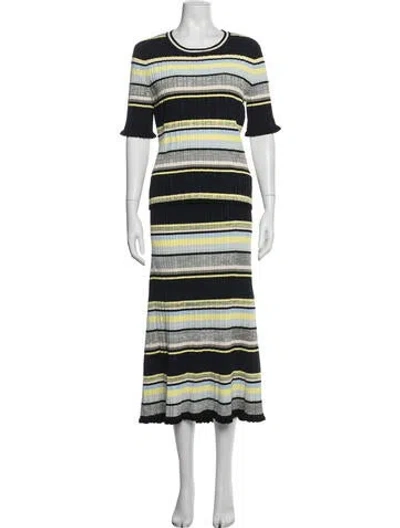 Pre-owned Me+em Striped Ruffle Embellishment Skirt Set In Blue