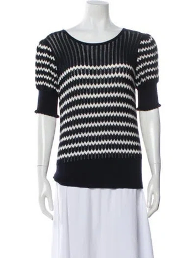 Pre-owned Me+em Striped Scoop Neck Sweater In Black