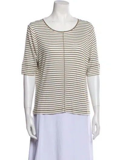 Pre-owned Me+em Striped Scoop Neck T-shirt In Multi