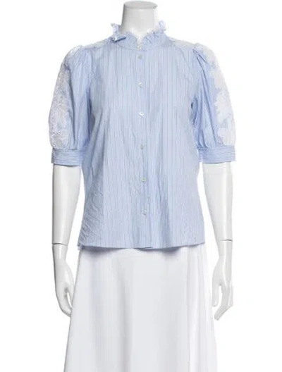 Pre-owned Me+em Striped Short Sleeve Blouse In Multi