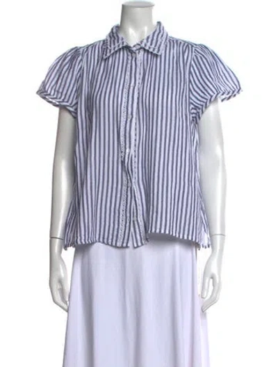 Pre-owned Me+em Striped Short Sleeve Top In Blue