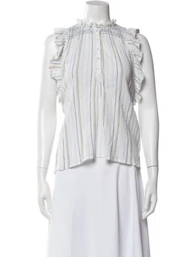 Pre-owned Me+em Striped Short Sleeve Top In White
