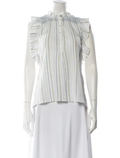Pre-owned Me+em Striped Sleeveless Blouse In White