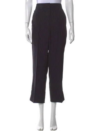 Pre-owned Me+em Striped Straight Leg Pants In Black