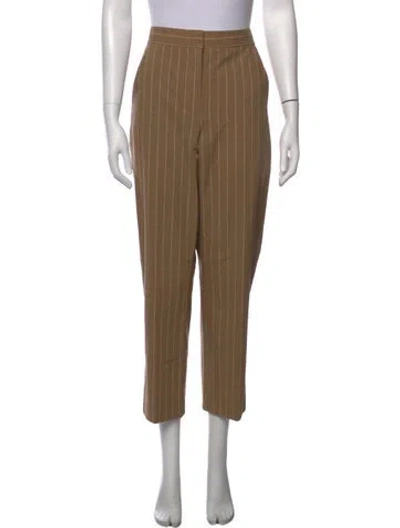 Pre-owned Me+em Striped Straight Leg Pants In Brown