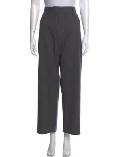 Pre-owned Me+em Striped Straight Leg Pants In Grey