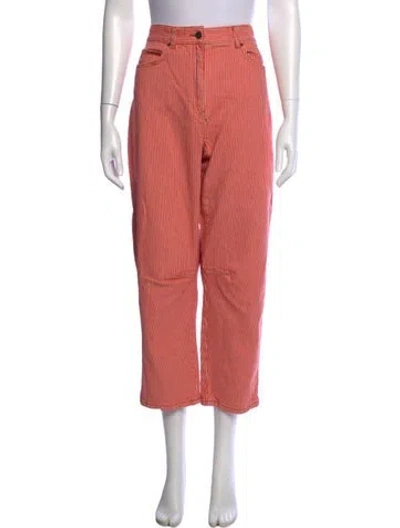 Pre-owned Me+em Striped Straight Leg Pants In Orange
