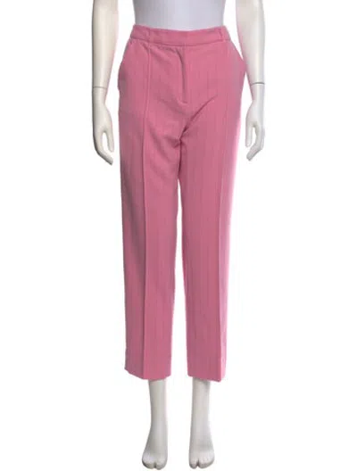 Pre-owned Me+em Striped Straight Leg Pants In Pink