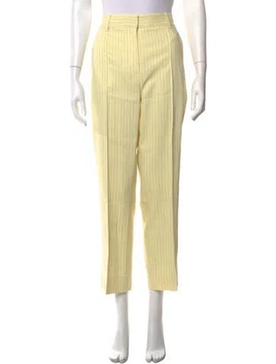 Pre-owned Me+em Striped Straight Leg Pants In Yellow