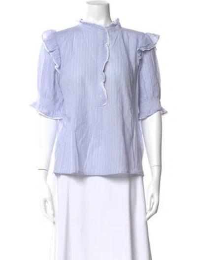 Pre-owned Me+em Striped Three-quarter Sleeve Blouse In Multi