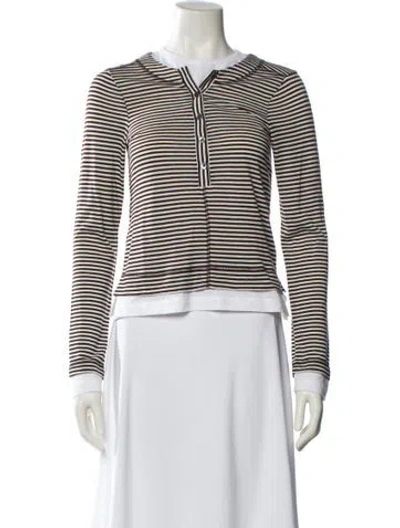Pre-owned Me+em Striped V-neck Crop Top In Black
