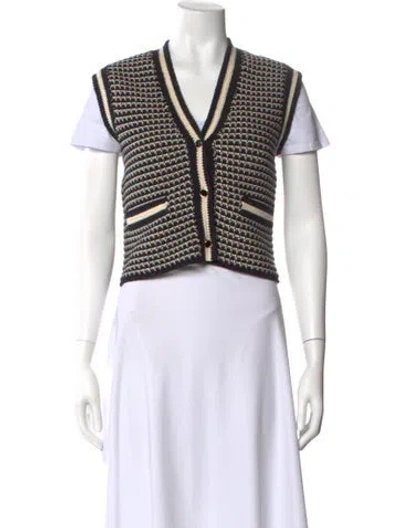 Pre-owned Me+em Striped V-neck Sweater In Black