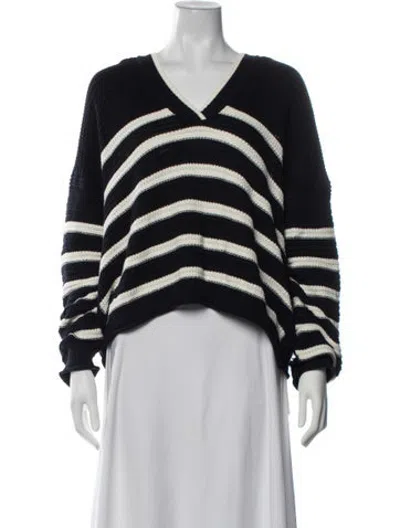 Pre-owned Me+em Striped V-neck Sweater In Black