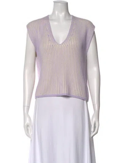 Pre-owned Me+em Striped V-neck Sweater In Neutral