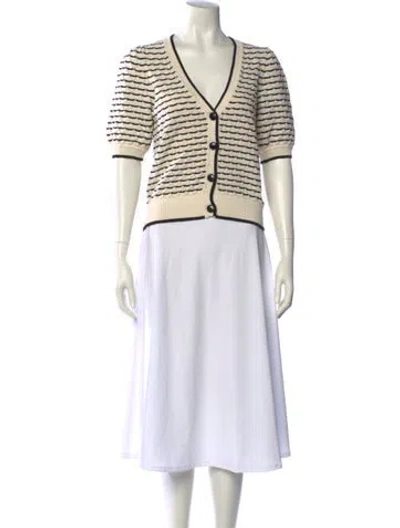 Pre-owned Me+em Striped V-neck Sweater In Neutral