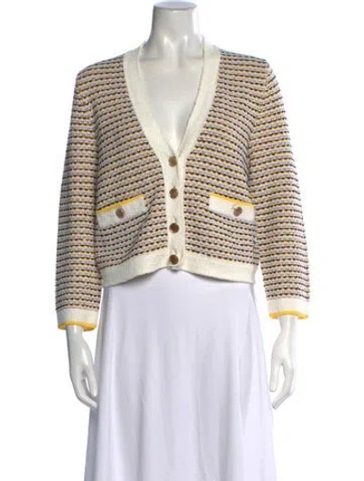 Pre-owned Me+em Striped V-neck Sweater In Neutrals