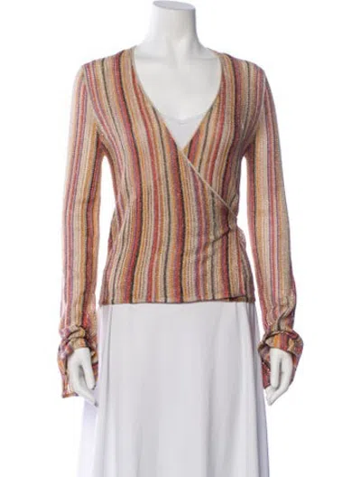 Pre-owned Me+em Striped V-neck Sweater In Neutrals