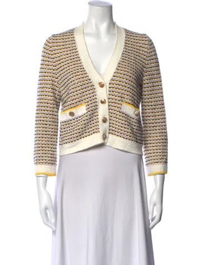 Pre-owned Me+em Striped V-neck Sweater In Purple